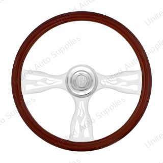 18" Chrome Flame Steering Wheel With Chrome Horn Bezel And Horn Button