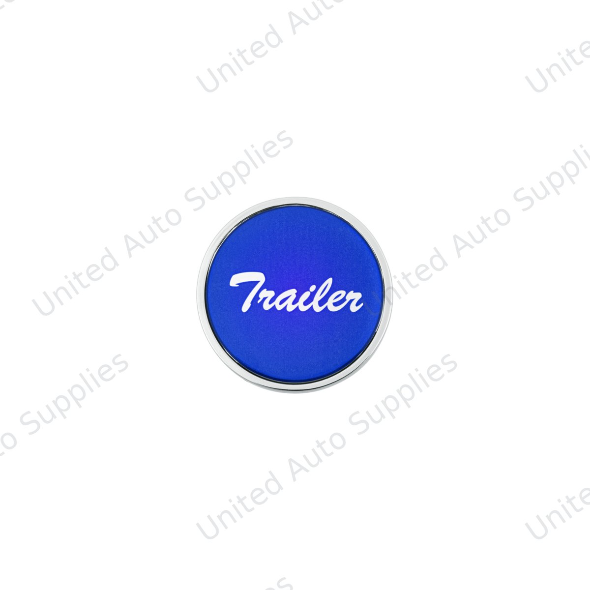 Aluminum Screw-On Air Valve Knob With Glossy Trailer Script Sticker - Blue Sticker
