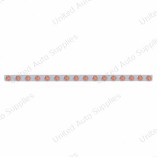 79-1/2" SS Bumper Light Bracket With 16X 7 LED 2" Reflector Lights & Bezels -Red LED & Lens