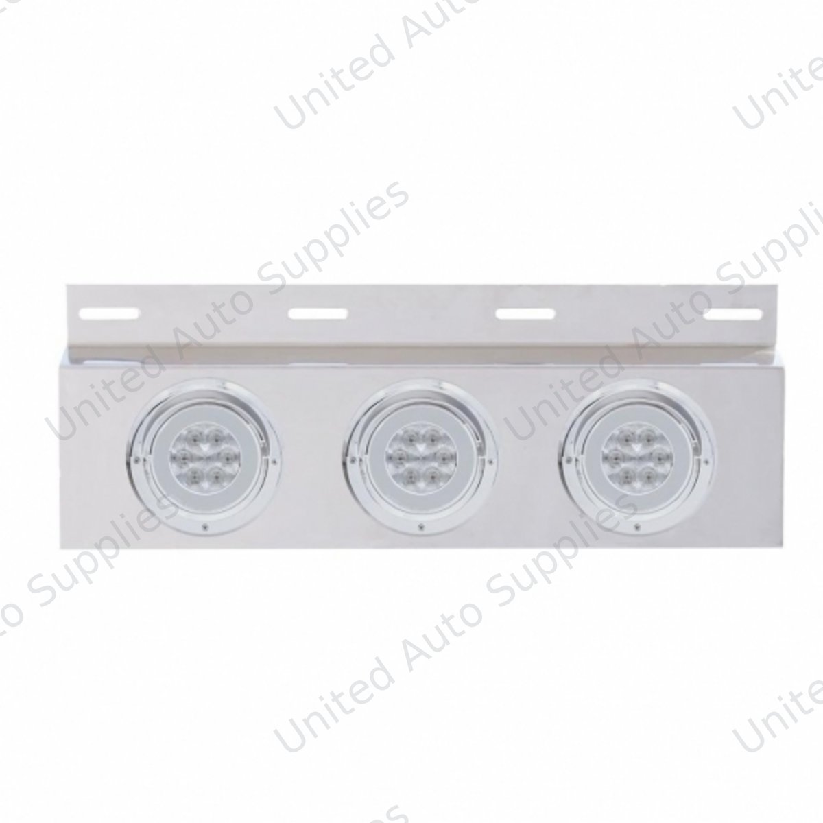 Stainless Top Mud Flap Plate With 3X 21 LED 4" GloLight & Visors - Red LED/Clear Lens (Each)