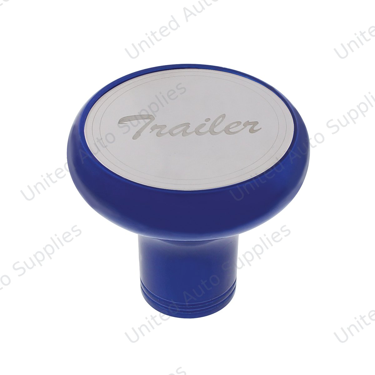 Deluxe Aluminum Screw-On Air Valve Knob With Stainless Trailer Plaque - Indigo Blue