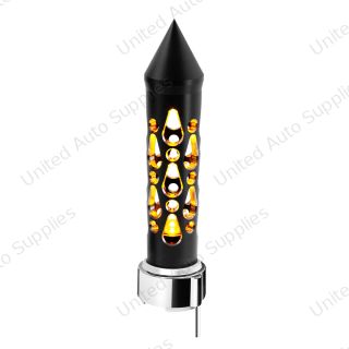 Thread-On Brooklyn Spike Gearshift Knob With LED 9/10 Speed Adapter-Matte Black/Amber LED