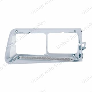 19 LED Headlight Bezel For 1989-2009 Freightliner FLD - Driver - Amber LED/Clear Lens