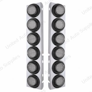 SS Front Air Cleaner Bracket With 12X 9 LED 2" Lights For Peterbilt-Amber LED/Clear Lens