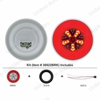 GloLight 18 LED 4" Round Stop/Turn/Tail Light Kit - Red LED/Red Lens