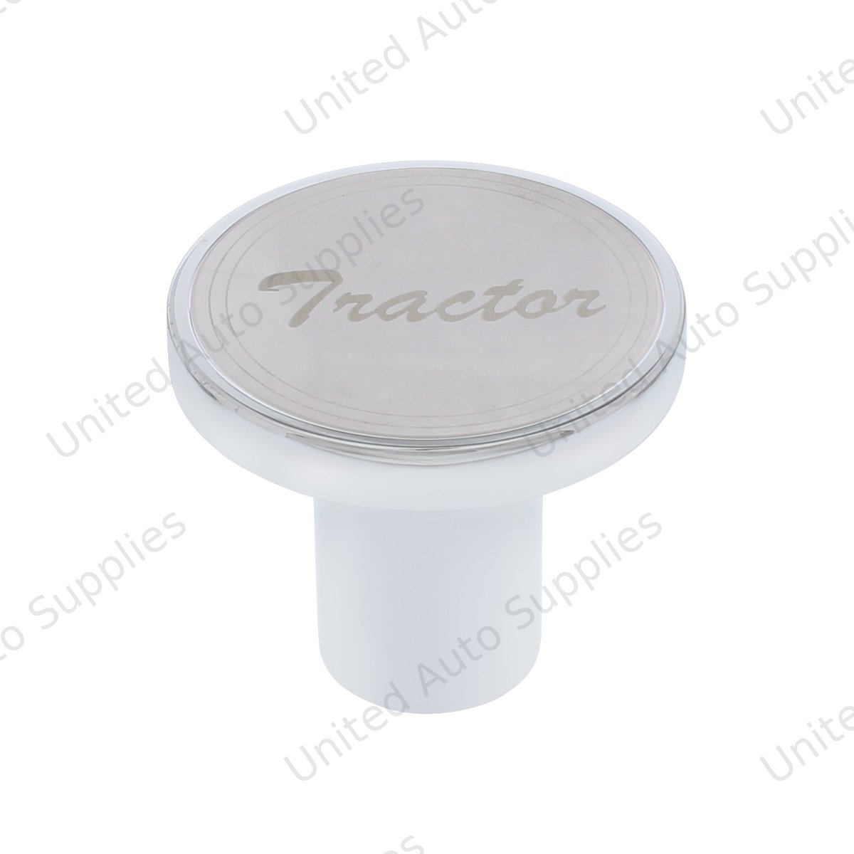 Aluminum Screw-On Air Valve Knob With Stainless Tractor Plaque - Chrome
