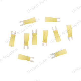 12-10 AWG #8 Stud CS Heat Shrink Spade Terminal - Yellow (10-Pack)