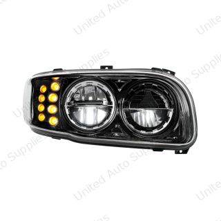 High Power LED Blackout Headlight With 8 LED Turn & 4 LED Position Light For 2008-2024 Peterbilt 389