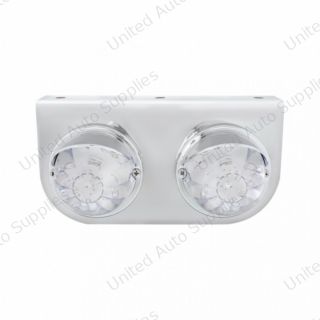 Stainless Light Bracket With 2X 17 LED Watermelon Lights & Visors - Red LED/Clear Lens