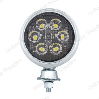 6 High Power LED Round Work Light With Teardrop Style Stainless Housing