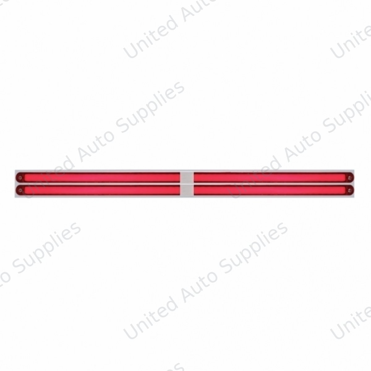 Chrome Top Mud Flap Plate With Four 24 LED 12" GloLight Bars - Red LED/Red Lens (Each)