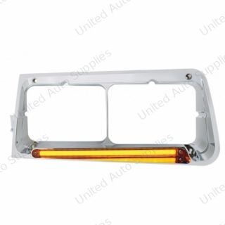 24 LED Headlight Bezel With GloLight For 1989-2009 Freightliner FLD - Driver - Amber Lens