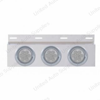 Stainless Top Mud Flap Plate With 3X 7 LED 4" Lights & Visors - Red LED/Clear Lens (Each)