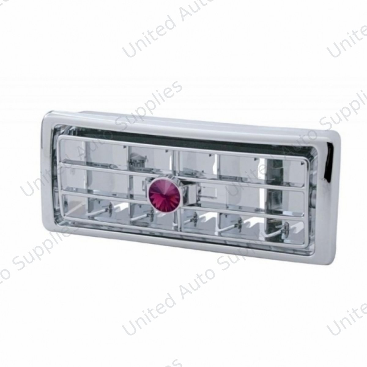 Chrome Plastic A/C Vent With Crystal For 2002-2005 Kenworth - Center - Purple Crystal