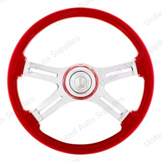 18" 4 Spoke Steering Wheel With Color Matching Horn Bezel - Indigo Red
