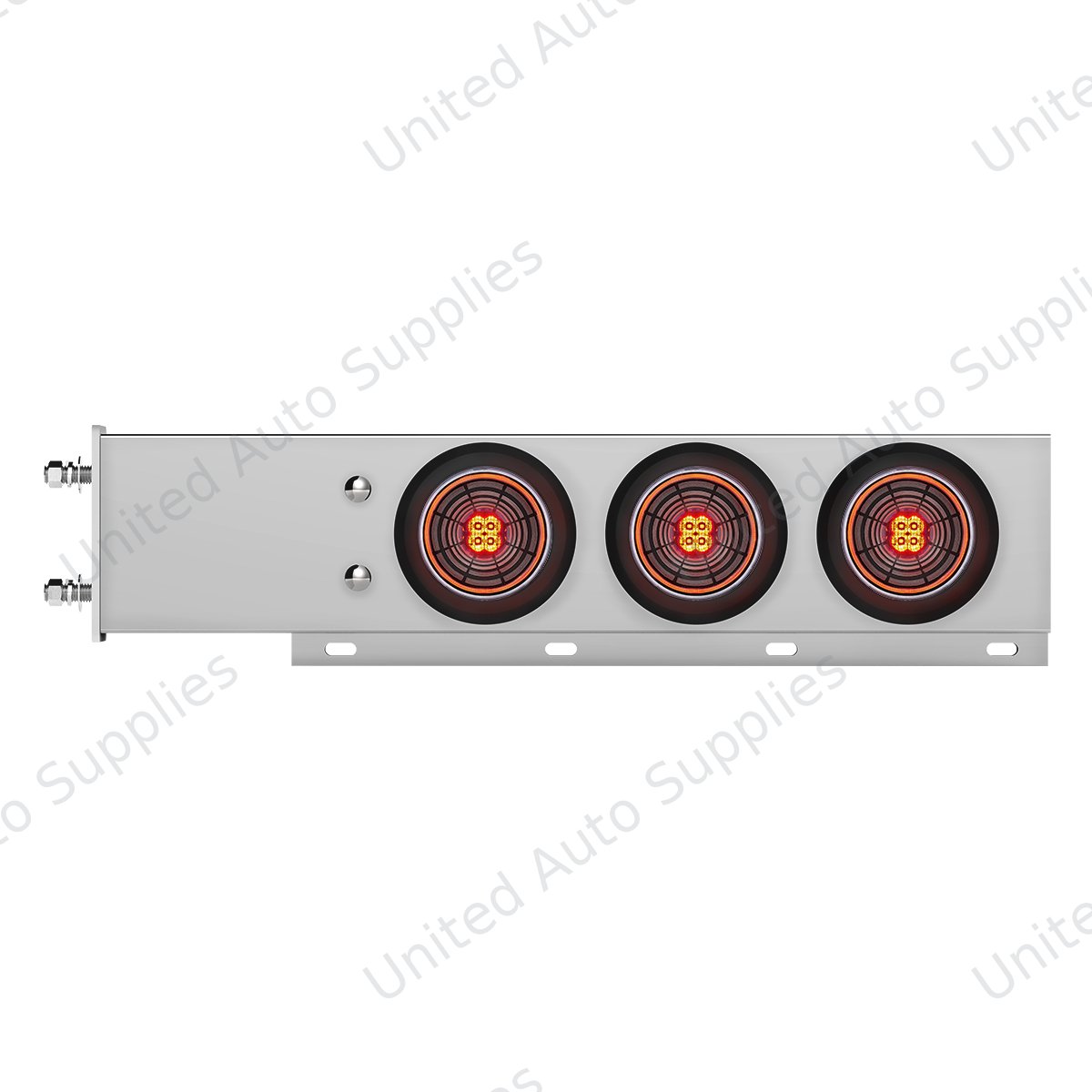 3-3/4" Bolt Pattern Chrome Spring Loaded Bar With 6X 4" 13 Red LED Abyss Lights - Clear Lens (Pair)