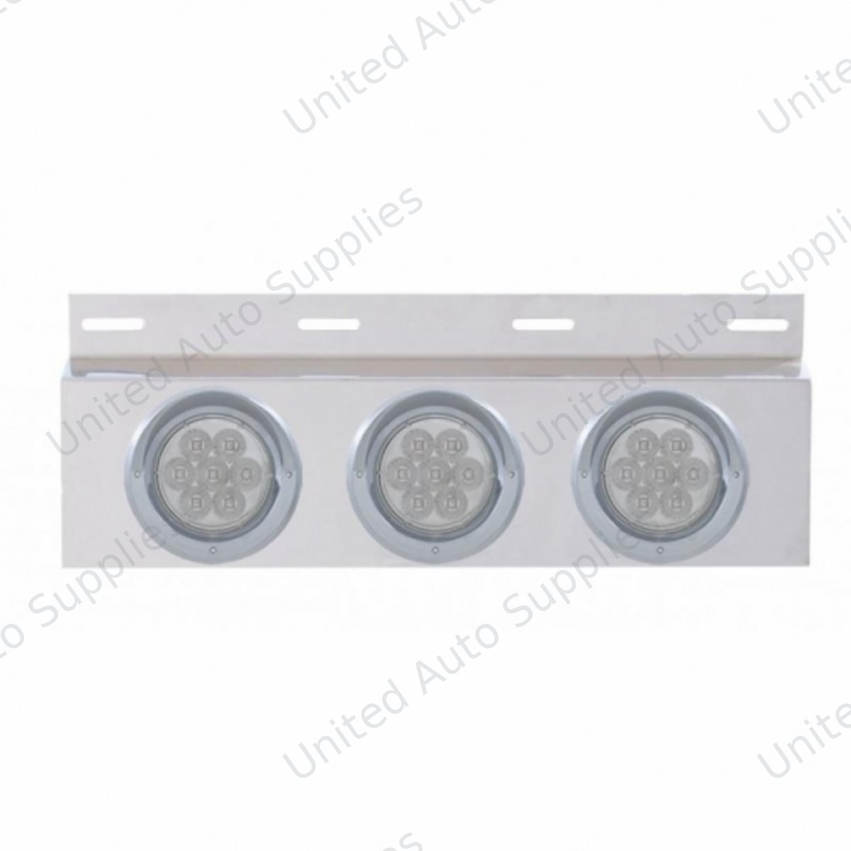 Stainless Top Mud Flap Plate With 3X 7 LED 4" Lights & Visors - Red LED/Clear Lens (Each)