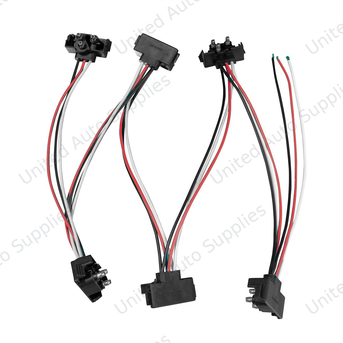 6 Count 3-Prong Male Right Angle Bullet Plugs Wire Harness Roll - 7-1/2" Lead Between Plugs