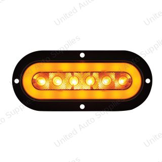 GloLight 22 LED 6" Oval Turn Signal Light With Flange Mount - Amber LED/Amber Lens