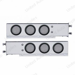 3-3/4" Bolt Pattern Chrome Spring Loaded Bar W/6X 36 Red LED 4" Lights - Clear Lens (Pair)
