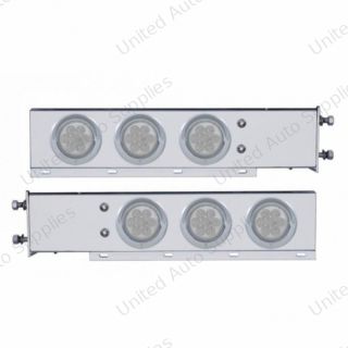 3-3/4" Bolt Pattern SS Spring Loaded Bar With 6X 4" 7 LED Lights & Visors -Red LED/Clear Lens (Pair)