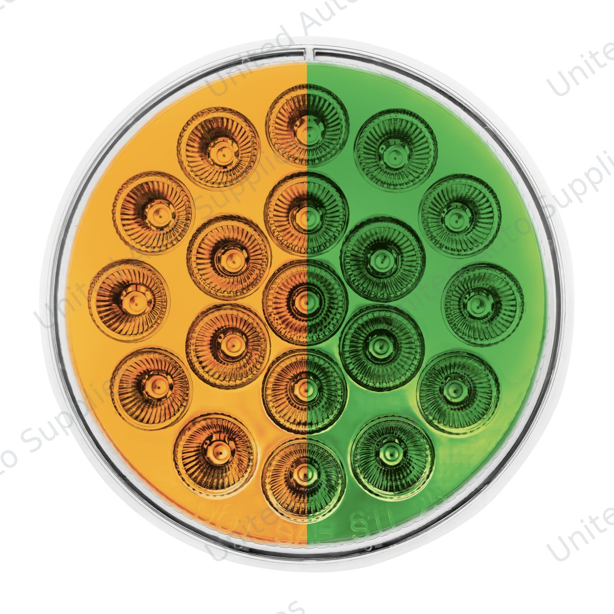 Double Fury 19 LED 4" Round Turn Signal Light-Amber & Green LED/Clear Lens