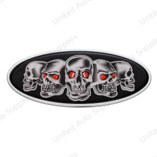Chrome Die Cast Skull Emblem - Black