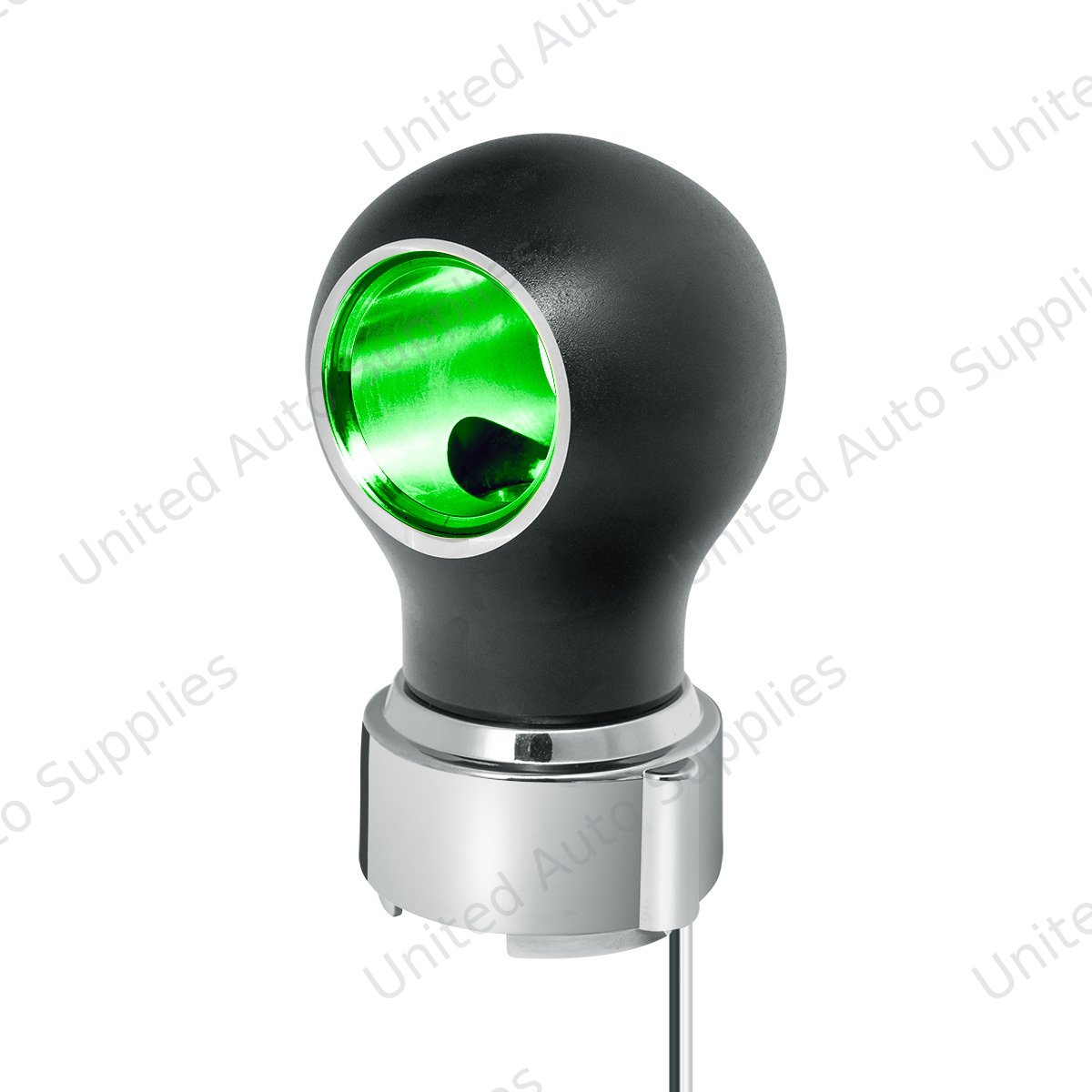 Thread-On Matte Black Charlotte Gearshift Knob With LED 9/10 Speed Adapter-Green LED