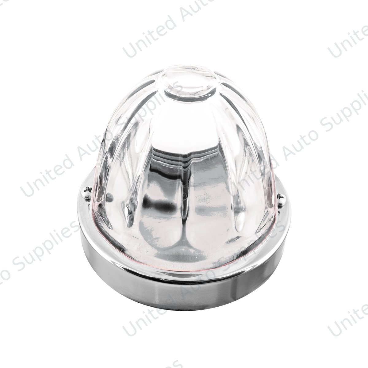 Dual Function Glass Watermelon Flush Mount Kit With LED Bulb - White LED/Clear Lens