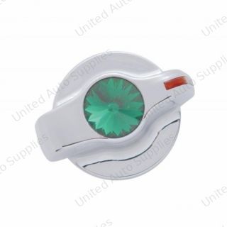 Chrome Plastic A/C Control Knob With Crystal - Green Crystal