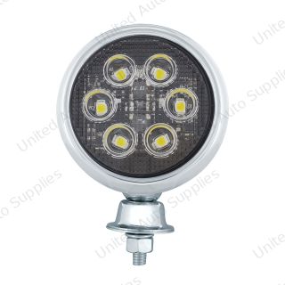 6 High Power LED Round Work Light With Teardrop Style Chrome Housing