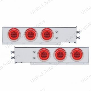 2" Bolt Pattern SS Spring Loaded Bar With 6X 21 LED 4" GloLight & Visors -Red LED & Lens (Pair)