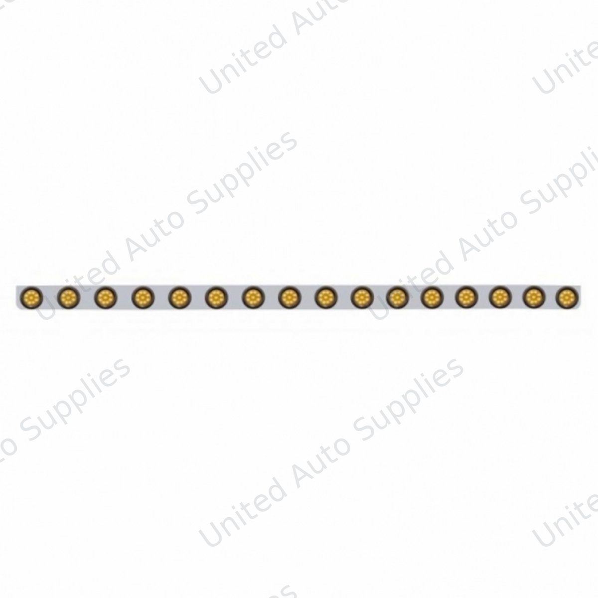 79-1/2" Stainless Bumper Light Bracket With 16X 9 LED 2" Light & Grommets - Amber LED/Amber Lens