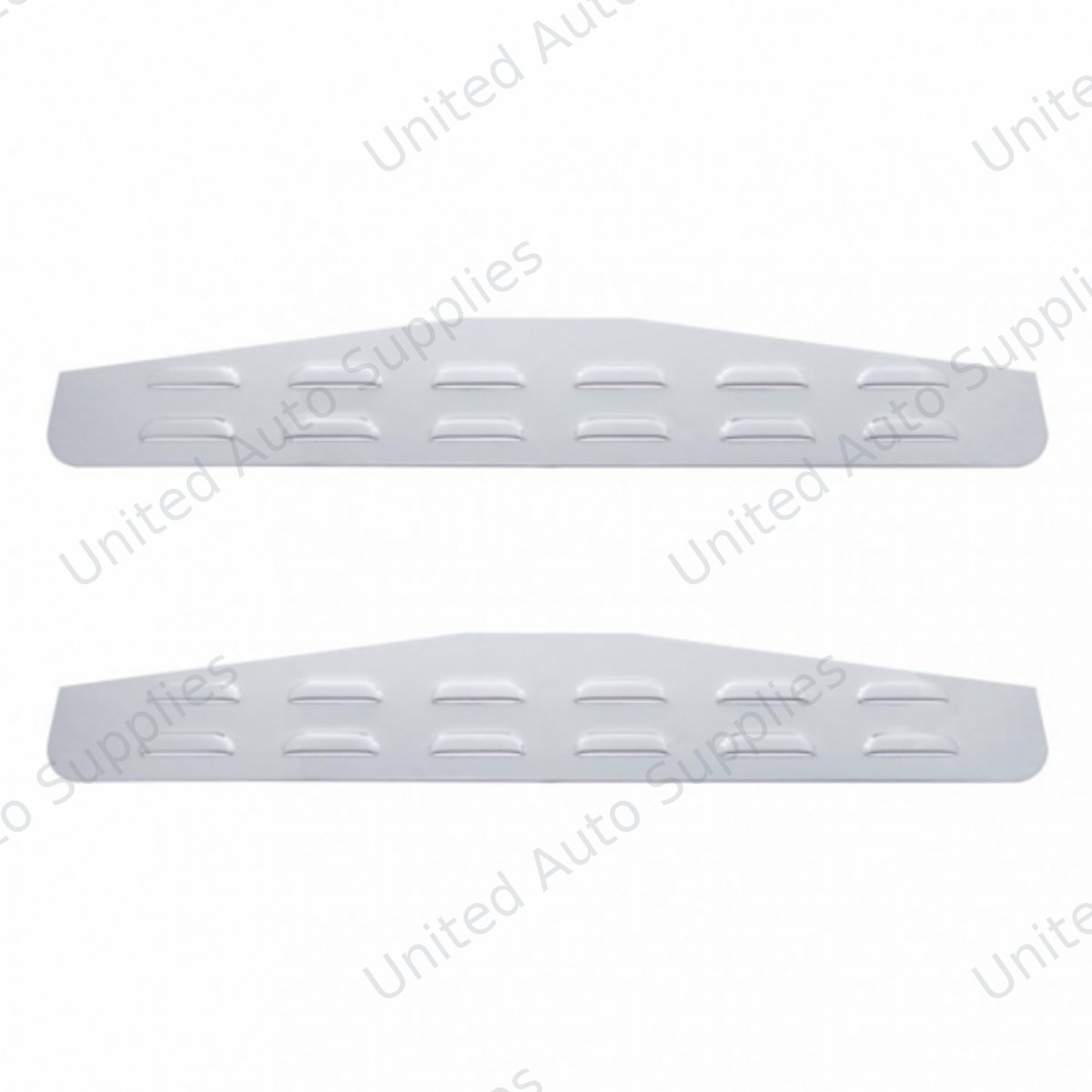 4" X 24" Chrome Louvered Bottom Mud Flap Plate - Welded Stud (Card of 2)