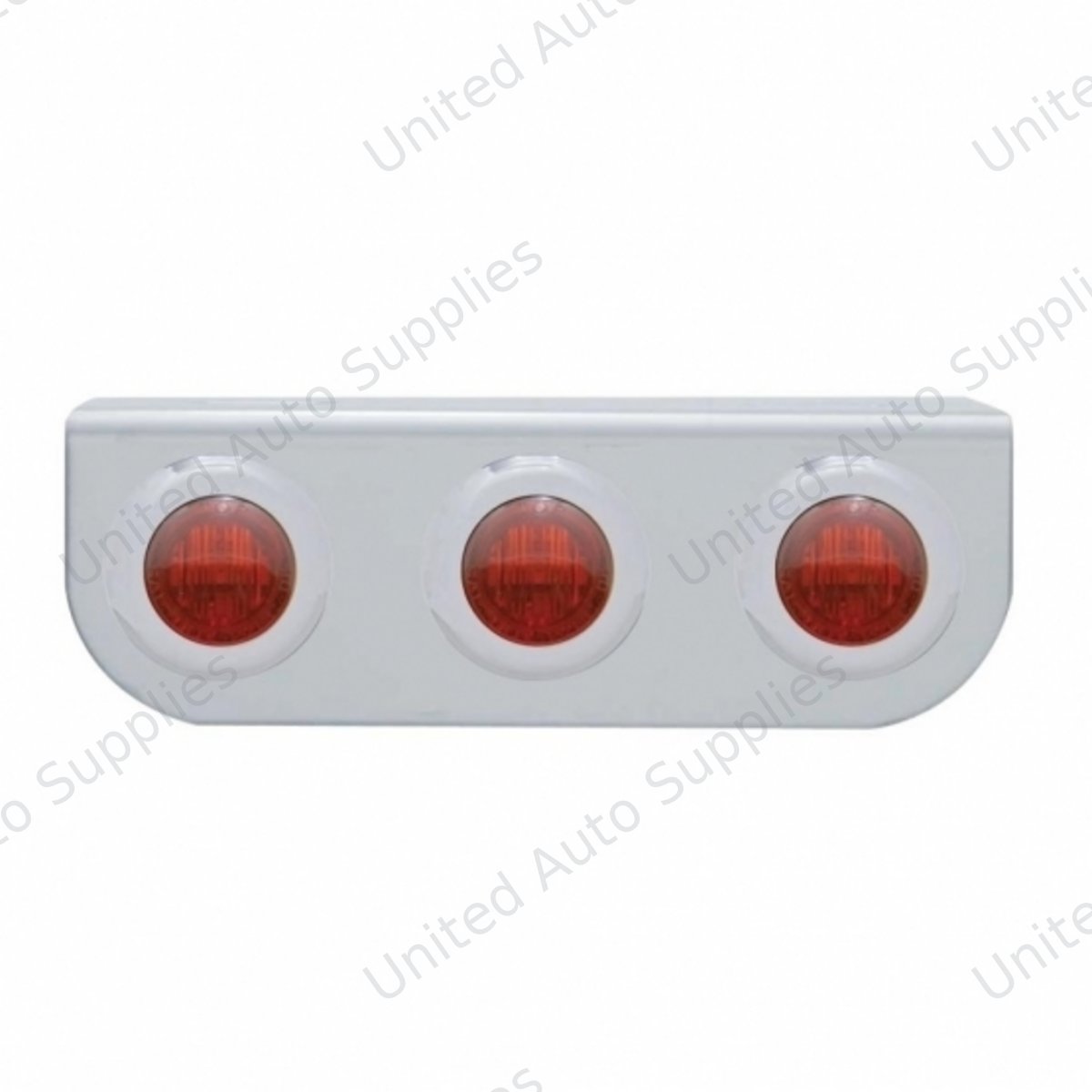 Stainless Light Bracket With 3X 3 LED 3/4" Mini Lights - Red LED/Red Lens