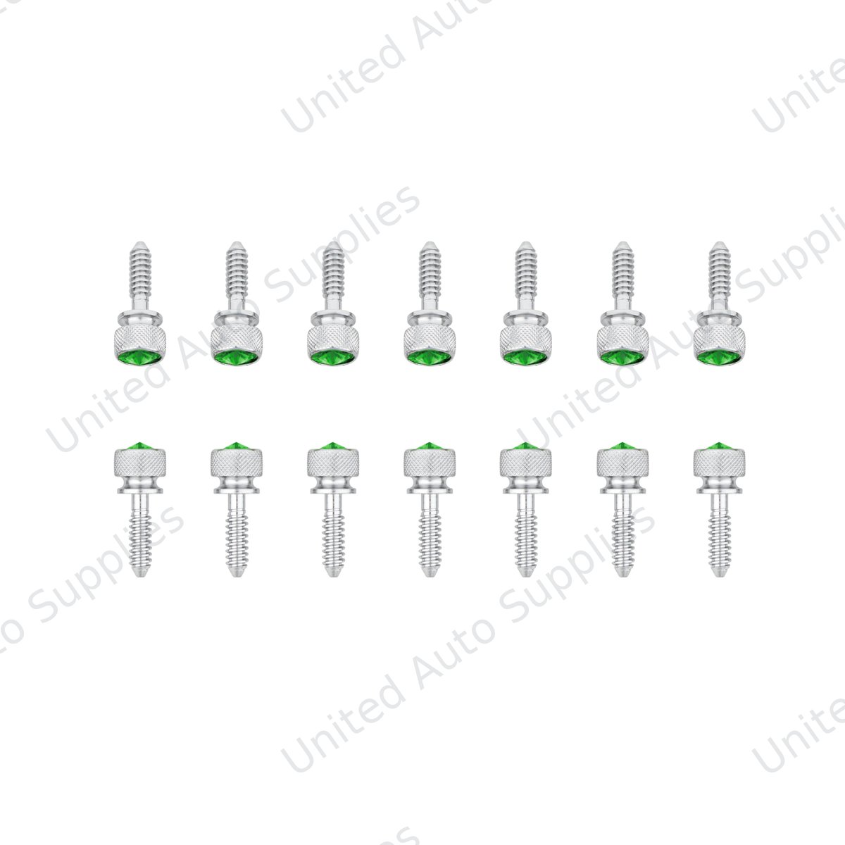 1/4"-20 Knurled Head Dash Screw For Peterbilt - Green Crystal (14-Pack)