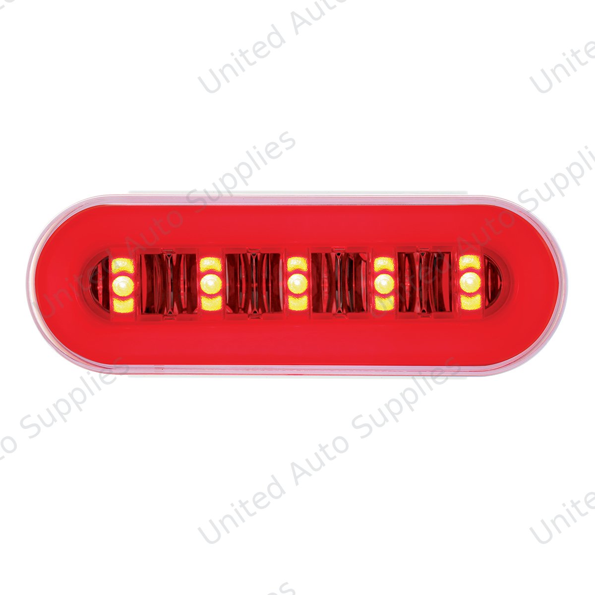 GloLight 22 LED 6" Oval Stop/Turn/Tail Light With Red Halo Insert Design - Red LED/Clear Lens (Bulk)
