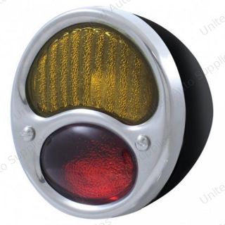 12V Tail Light Assembly With Black Housing & Red/Amber Lens For 1928-31 Ford Model A - R/H