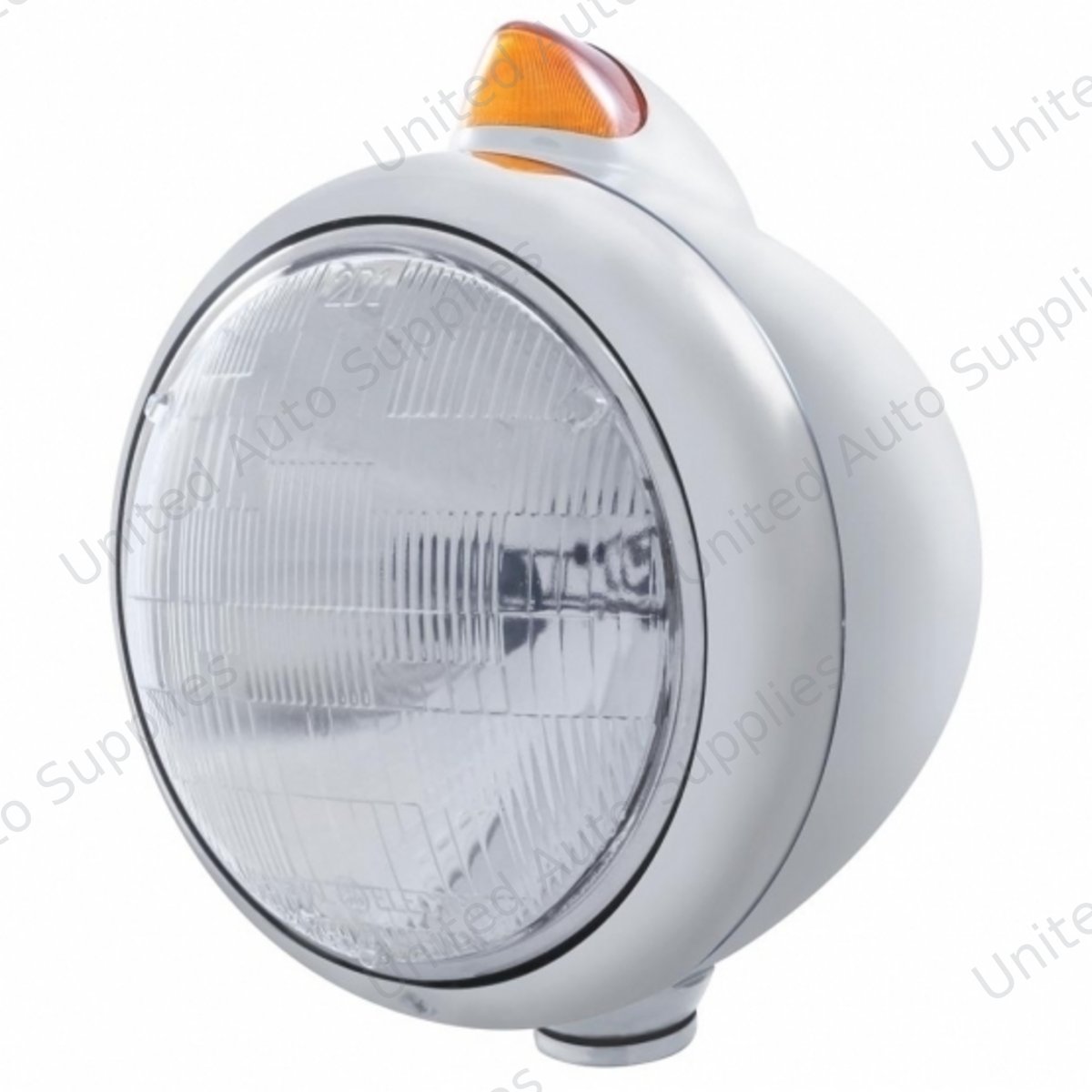 Stainless Steel Guide 682-C Headlight 6014 & Original Style LED Signal - Amber Lens