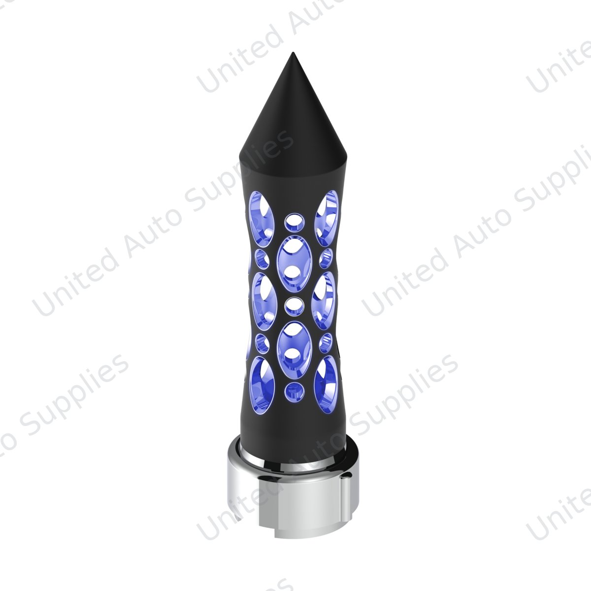 Thread-On Daytona Spike Gearshift Knob With LED 9/10 Speed Adapter - Black/Blue LED