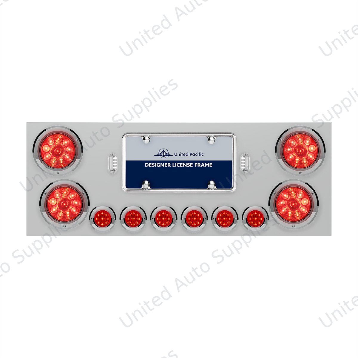 SS Rear Center Panel With 4X 10 LED 4" Lights & 6X 9 LED 2" Lights -Red LED & Lens
