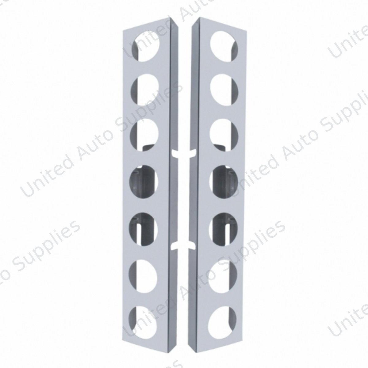 Kenworth Stainless Front Air Cleaner Bracket Only - 14 Light Cutouts (Pair)