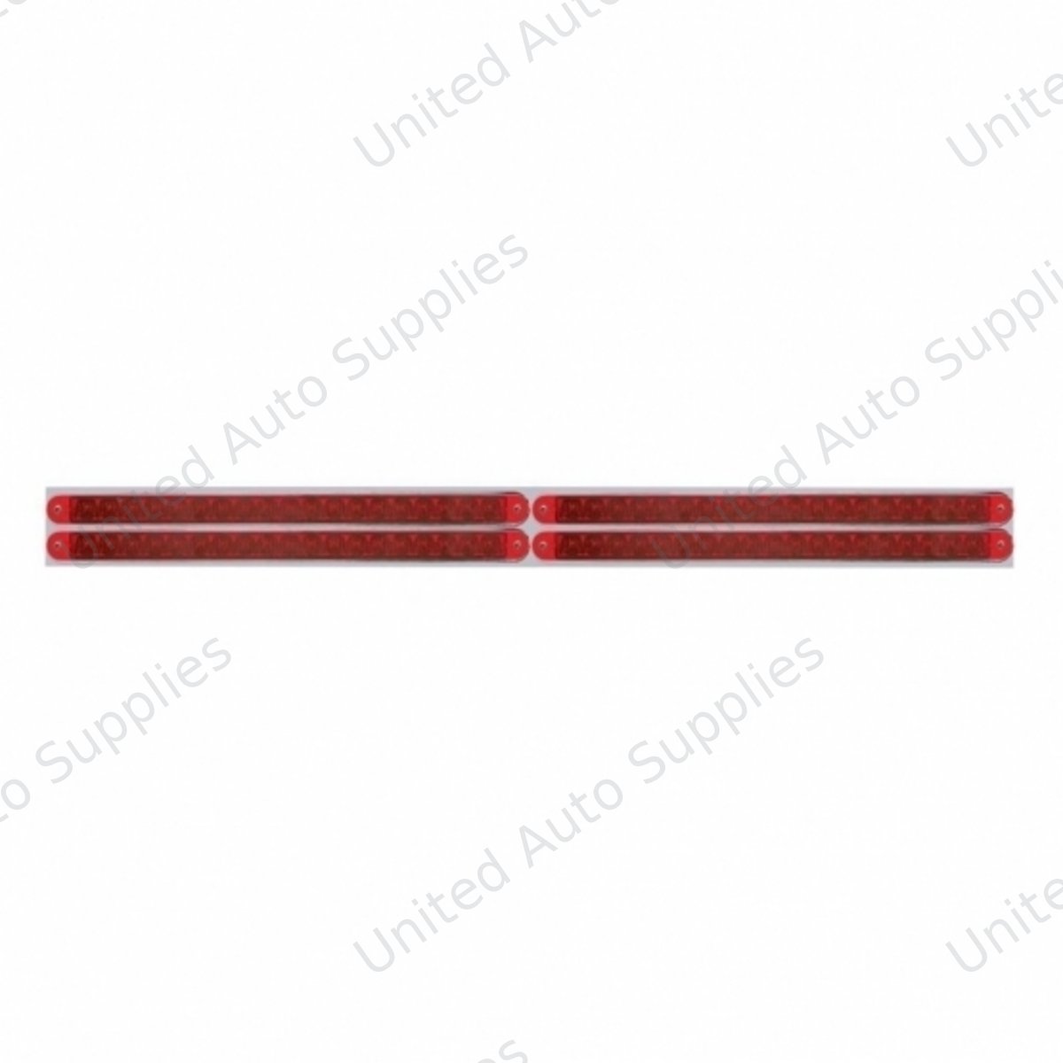 Chrome Top Mud Flap Plate With Four 19 LED 12" Reflector Light Bars - Red LED/Red Lens (Each)