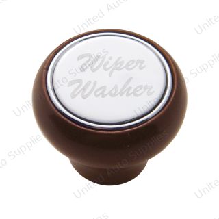 "Wiper/Washer" Wood Deluxe Dash Knob - Stainless Plaque