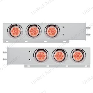 2.5" Bolt Pattern SS Spring Loaded Bar With 6X 4" 7 LED Lights & Visors -Red LED/Clear Lens (Pair)