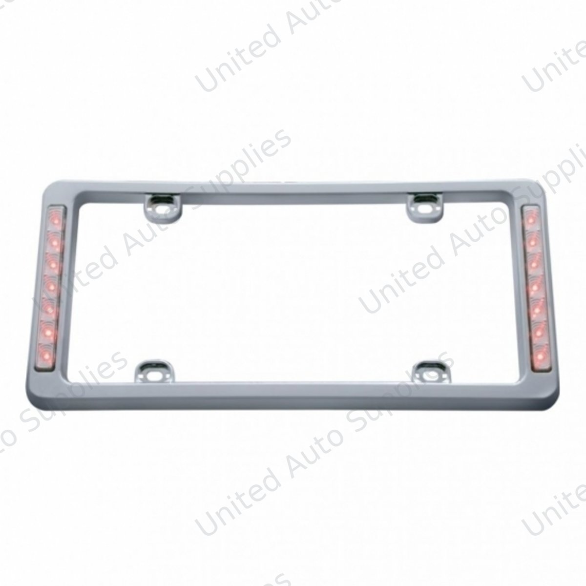 14 LED Chrome License Plate Frame - Red LED/Clear Lens