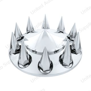 Pointed Front Axle Cover With 33mm x 4-3/4" Super Spike Push-On Nut Covers - Chrome