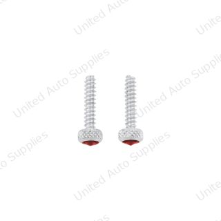 Chrome Short Dash Screw For Freightliner With Red Crystal (2-Pack)