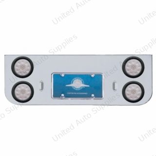 Chrome Rear Center Panel With Four 10 LED 4" Lights & Grommets - Red LED/Clear Lens