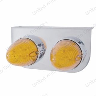Stainless Light Bracket With 2X 19 LED Beehive Lights - Amber LED/Amber Lens